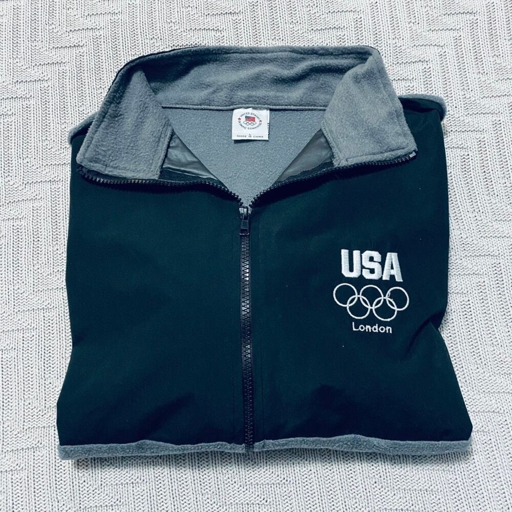 United States gray fleece Olympic zip up jacket